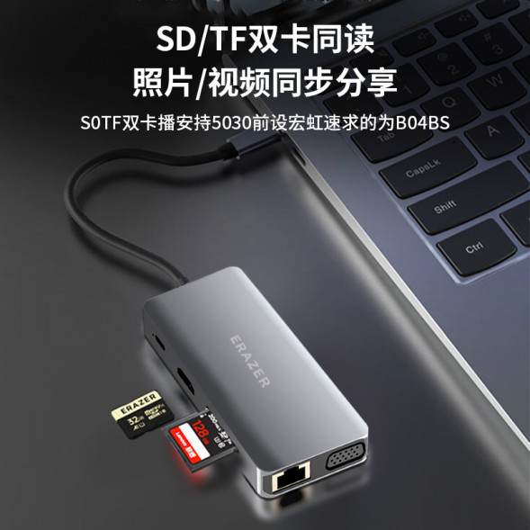 Lenovo Erazer (XC10V cutting-edge version) USB 3.0*3+PD100W+VGA+HDMI 4K@30Hz+Gigabit network port+audio+TF+SD/10-in-1 65013820