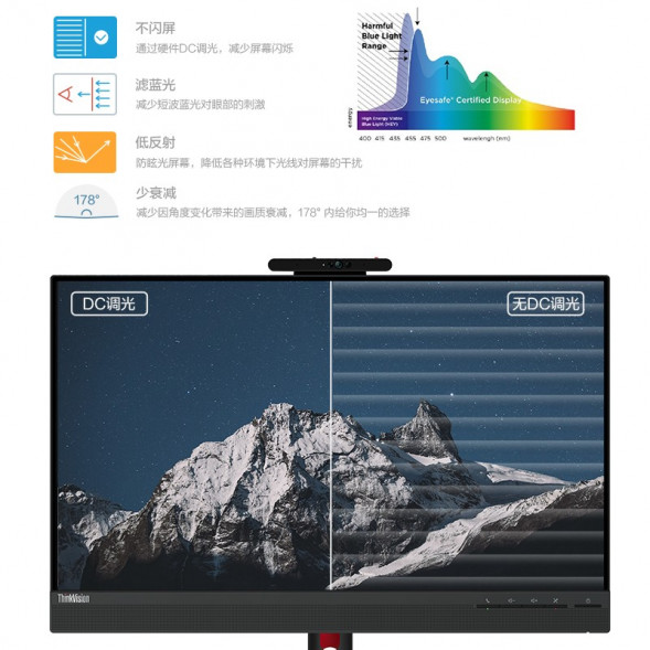 Lenovo ThinkVision 23.8-inch video conferencing monitor T24v-30 63D8MAS3CB