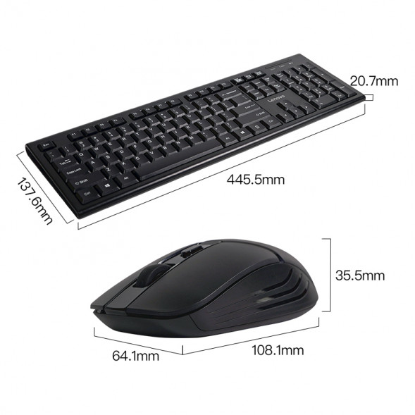 Lenovo KN200 Wireless Keyboard and Mouse Set Black QXR1Q51006