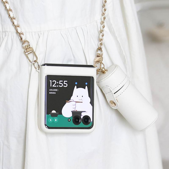 Lenovo Motorola (moto) razr 40 Ultra fashion chain plain leather protective case/plain leather protective case QX41M44949