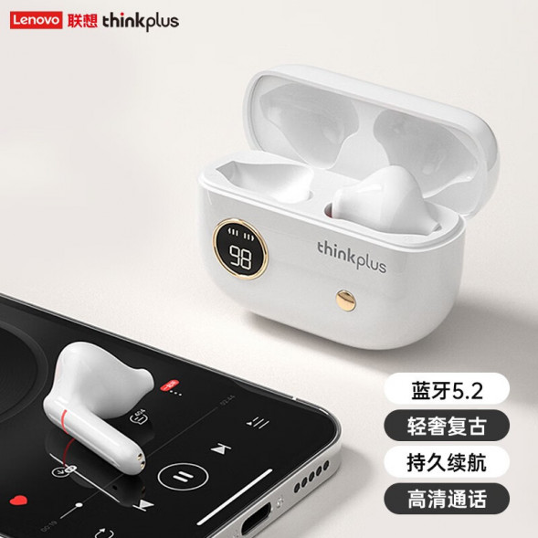Lenovo Thinkplus wireless Bluetooth half-in headphones for gaming, low latency, high quality, long battery life XT86 white 36005658