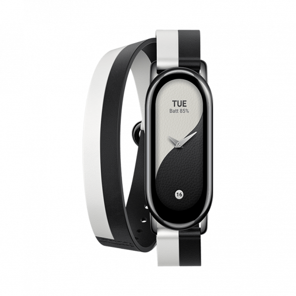 Xiaomi Mi Band 8 Fashion Wristband Black and White Genuine Leather Double Circle Wristband 47442