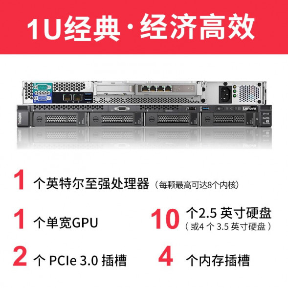 Lenovo ThinkSystem SR258 V2 Commercial Office ERP Financial System Server E2314/16GB /1T SR258V2RC002