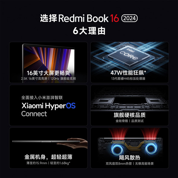 Xiaomi Redmi Book 16 2024 i5-13500H/2.5K/120Hz/16GB+512GB/Star Gray 53216